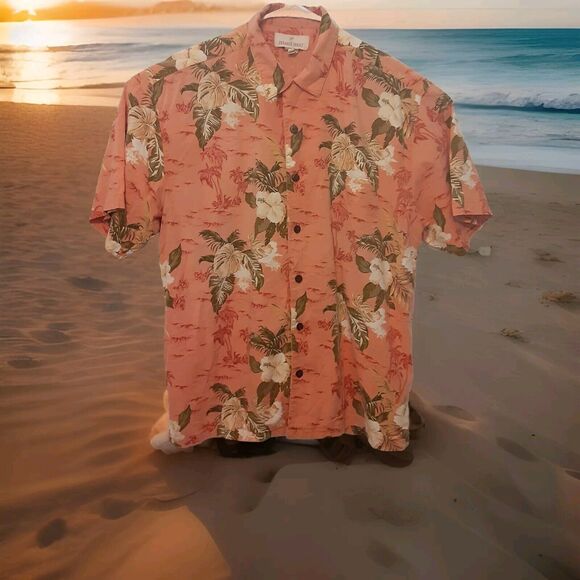 Island Shores Other - Island Shores Hawaiian Short Sleeve Button-Down Shirt Adult Men's L Aloha Floral